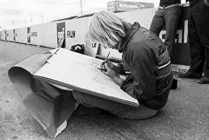 Images Dated 25th January 2007: Formula One World Championship: An artist draws the McLaren M23 of race winner Peter Revson in