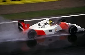 Spain Collection: Formula One World Championship: Ayrton Senna McLaren Honda MP4 / 7A spun in the wet conditions