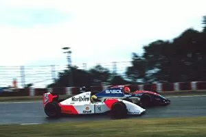 Japan Gallery: Formula One World Championship: Ayrton Senna McLaren Ford MP4 / 8 passes Eddie Irvine Jordan Hart