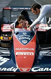 1983 Gallery: Formula One World Championship: Ayrton Senna prepares to test the Toleman TG183B for the first time