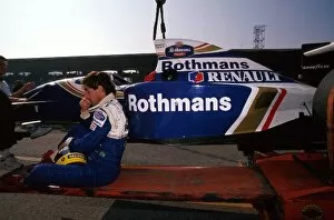 San Marino Collection: Formula One World Championship: Ayrton Senna returns with his stricken Williams FW16 following a