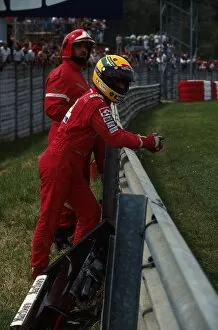 San Marino Collection: Formula One World Championship: Ayrton Senna watches the action after retiring with hydraulic