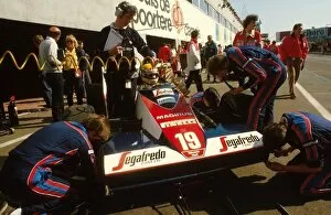1984 Collection: Formula One World Championship: Ayrton Sennas Toleman recieves some attention in the pits