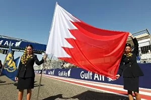 Images Dated 14th March 2010: Formula One World Championship: Bahrain flag on the grid