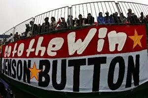 Images Dated 8th October 2005: Formula One World Championship: Banner for Jenson Button BAR