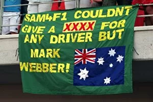 Images Dated 26th August 2007: Formula One World Championship: A banner for Mark Webber Red Bull Racing