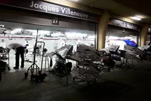 Formula One World Championship: The BMW Sauber garage at night
