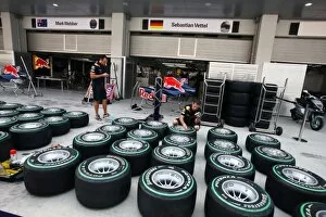 Best Images Collection: Formula One World Championship: Bridgestone tyres for the Red Bull Racing team