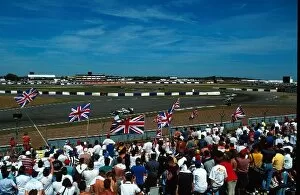 Formula One World Championship: The British crowd cheer Damon Hill on his way to victory