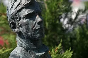 Images Dated 31st July 2008: Formula One World Championship: A bronze bust of Damon Hill in the F1 Park of Fame