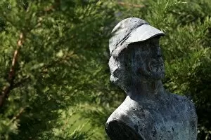 Images Dated 31st July 2008: Formula One World Championship: A bronze bust of Fernando Alonso in the F1 Park of Fame