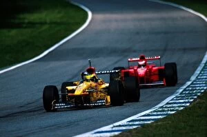 Formula One World Championship: The brothers Ralf Schumacher Jordan, leads Michael Schumacher Ferrari