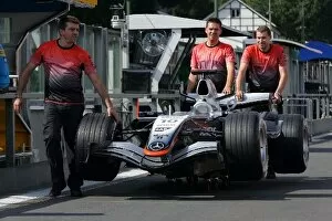 Images Dated 8th September 2005: Formula One World Championship: Car of Juan Pablo Montoya McLaren Mercedes MP4 / 20 is pushed down