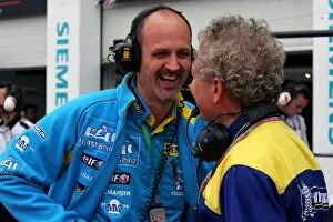 Images Dated 2nd July 2005: Formula One World Championship: Christian Silk, Renault with a Michelin Engineer