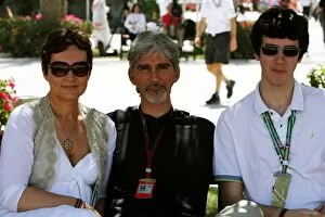 Images Dated 14th March 2010: Formula One World Championship: Damon Hill BRDC President with his wife Georgie and son Joshua
