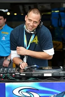 Images Dated 28th May 2004: Formula One World Championship: DJ Tom Novy brings the pitlane to life from the Renault garage