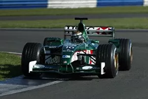 Images Dated 21st February 2002: Formula One World Championship: Eddie Irvine puts the Jaguar R3 through its paces for the final