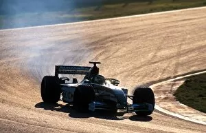 Artistic Gallery: Formula One World Championship: Eddie Irvine tests the troublesome Jaguar Cosworth R3