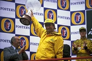 Spa-francorchamps Collection: Formula One World Championship: Eddie Jordan Jordan team owner celebrates the teams first win