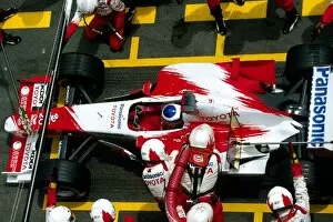 Images Dated 7th July 2003: Formula One World Championship: Eighth placed Olivier Panis Toyota TF103 makes a pitstop
