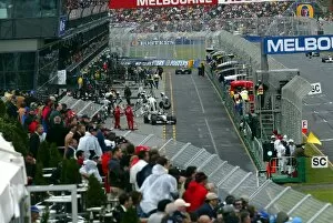 Images Dated 9th March 2003: Formula One World Championship: Eighth placed Ralf Schumacher Williams BMW FW25 leaves the pits