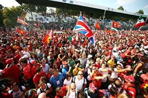 Formula One World Championship: Fans celebrates on the track after the race