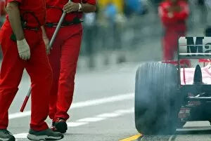 Images Dated 10th May 2002: Formula One World Championship: A Ferrari F2002 lays down rubber in the pitlane