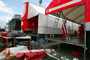 Images Dated 3rd July 2002: Formula One World Championship: The Ferrari Motorhome takes shape prior to the GP weekend