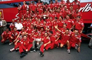 Austria Gallery: Formula One World Championship: The Ferrari team celebrate Irvines victory