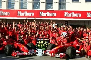 2004 Collection: Formula One World Championship: The Ferrari team celebrate a sixth consecutive Constructors