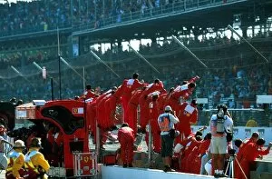 2002 Collection: Formula One World Championship: The Ferrari team stand on the pit wall to celebrate what was to be