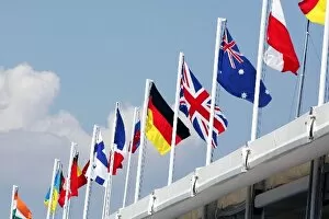 Images Dated 31st July 2008: Formula One World Championship: Flags of many nations