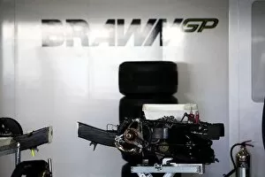 Images Dated 29th October 2009: Formula One World Championship: Gearbox and rear end in the Brawn Grand Prix garage