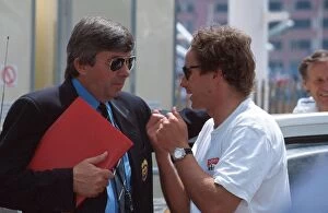 Monaco Collection: Formula One World Championship: Gerhard Berger and Roland Brunsyerede, FIA chief starter, left