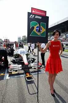 Images Dated 12th September 2010: Formula One World Championship: Grid Girl for Bruno Senna Hispania Racing F1 Team