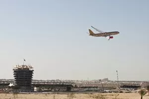Bahrain Collection: Formula One World Championship: Gulf Air fly by