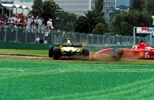 Images Dated 6th March 2001: Formula One World Championship: Heinz-Harald Frentzen Jordan Honda EJ11 is spun round by Rubens
