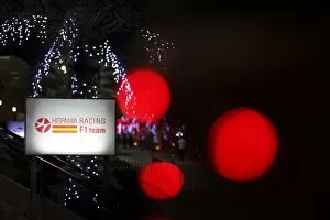 Best Images Collection: Formula One World Championship: Hispania Racing F1 Team sign in the paddock at night