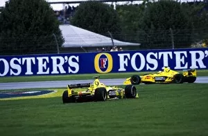 Formula One World Championship: Jarno Trulli Jordan Mugen Honda EJ10 spins on to the grass in front of team mate