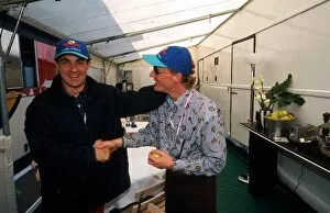 Formula One World Championship: Jean Alesi Sauber and Johnny Herbert Sauber in the Sauber hospitality area