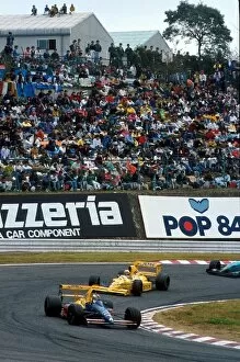 Images Dated 15th May 2001: Formula One World Championship: Jean Alesi Tyrrell 018 leads crowd favourite Satoru Nakajima Lotus