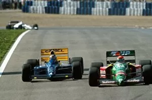 Images Dated 8th May 2001: Formula One World Championship: Jean Alesi Tyrrell 018 attempts to overtake Emanuele Pirro