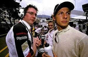 Engineer Collection: Formula One World Championship: Jenson Button, BAR Honda, with his engineer Andrew Shovlin