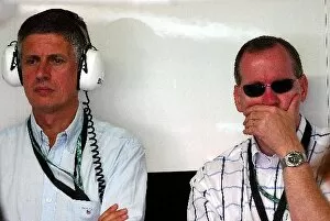 Images Dated 4th August 2003: Formula One World Championship: John Byfield Manager to Jenson Button BAR with his consultant Mark