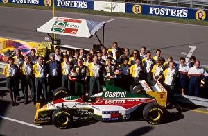 Images Dated 15th January 2010: Formula One World Championship: Johnny Herbert, Pedro Lamy and Team Lotus with the Lotus 107B Ford