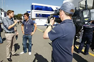 Images Dated 11th September 2010: Formula One World Championship: Jolyon Palmer F2 Driver, is interviewed by Jake Humphrey BBC