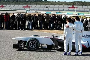 Formula One World Championship: Kamui Kobayashi BMW Sauber and team mate Pedro De La Rosa BMW Sauber unveil the new BMW