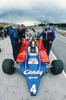Images Dated 14th August 2009: Formula One World Championship: Ken Tyrrell Tyrrell Team Owner beside the car of Derek Daly