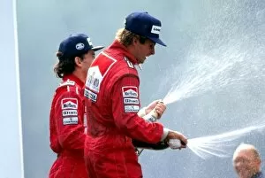 Images Dated 4th September 2009: Formula One World Championship: L-R: Race winner Ayrton Senna McLaren