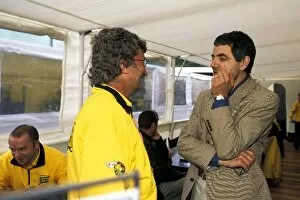 Spa-francorchamps Collection: Formula One World Championship: L-R: Eddie Jordan Jordan team owner with Rowan Atkinson Actor